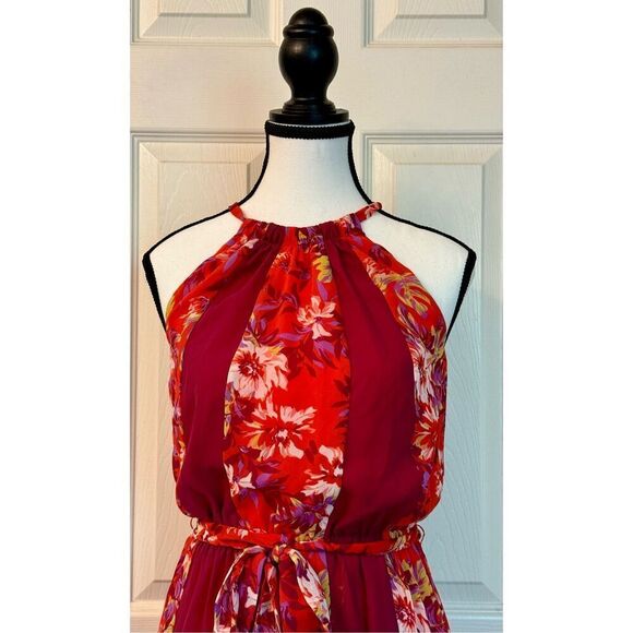 NWOT Modcloth Dress Burgundy Floral Illuminated Elegance Halter Maxi Dress XXS - Picture 4 of 11